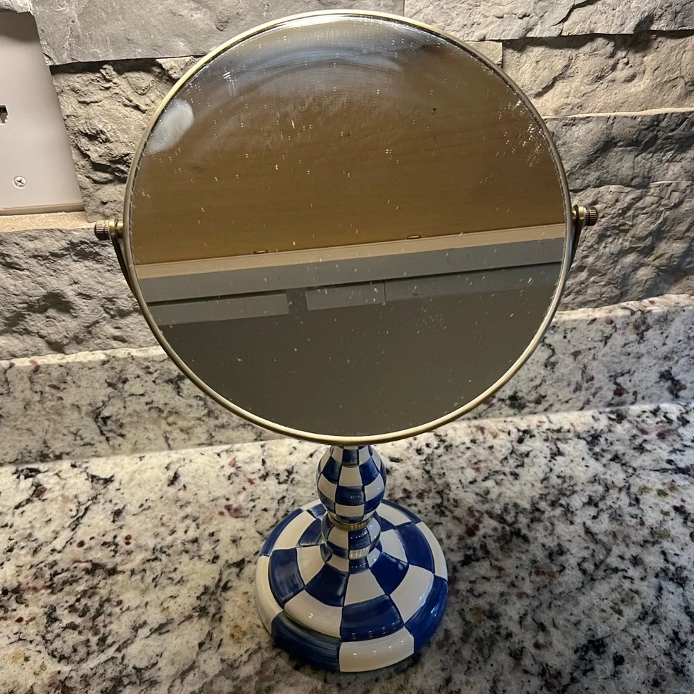 Mackenzie-Childs Royal Check Vanity Mirror. Like new in original box.